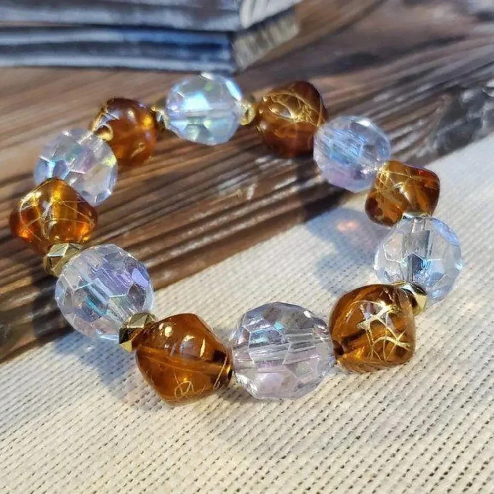 Retro Chunky Vintage Beads Stretch Bracelet